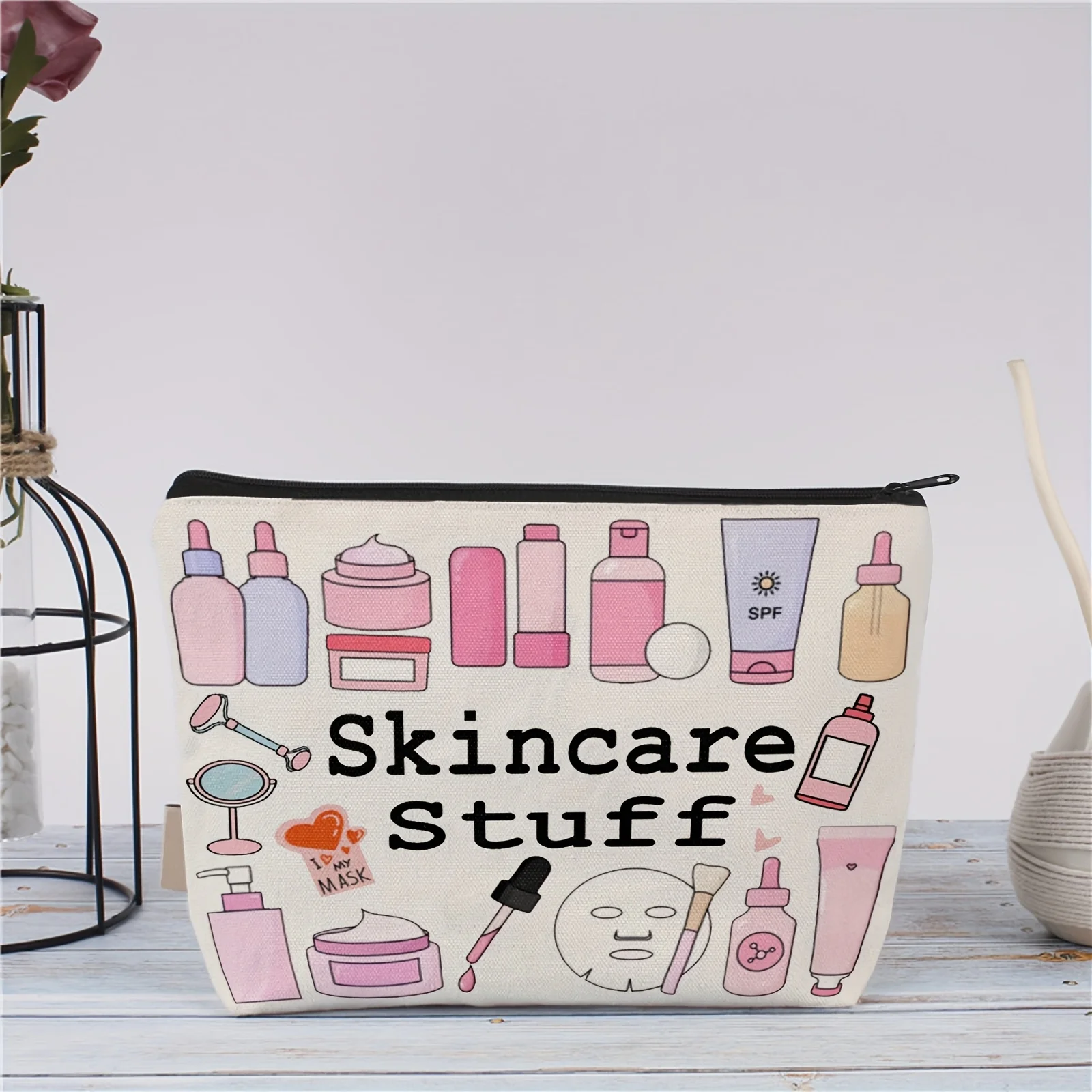 Fashionable Skincare Stuff Travel Cosmetic Bag - Durable Zipper, Odorless, Lightweight Design for Men & Women