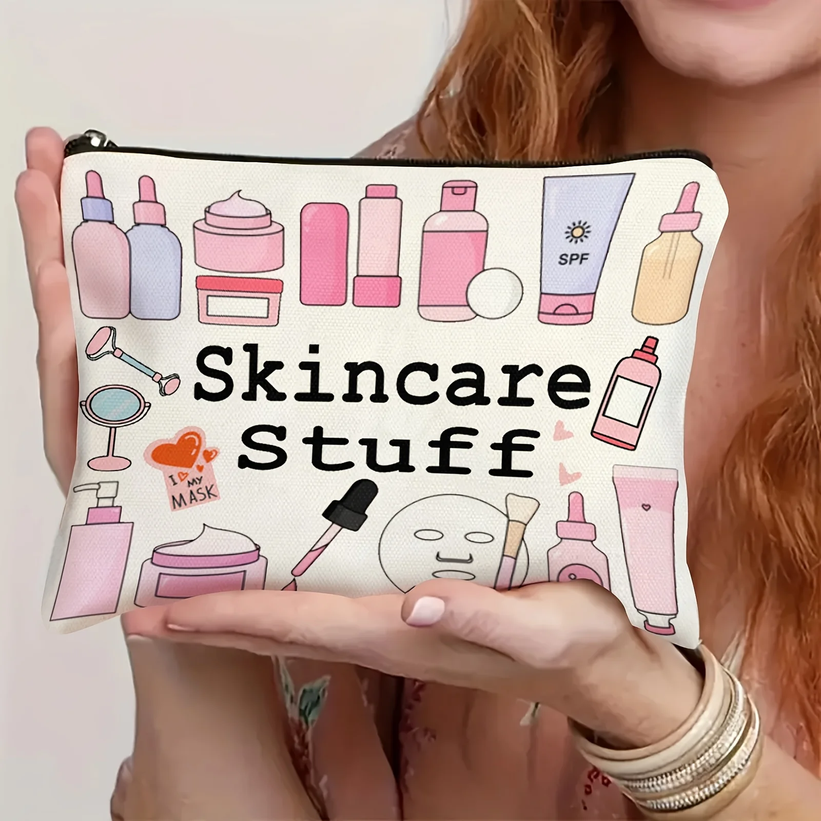 Fashionable Skincare Stuff Travel Cosmetic Bag - Durable Zipper, Odorless, Lightweight Design for Men & Women