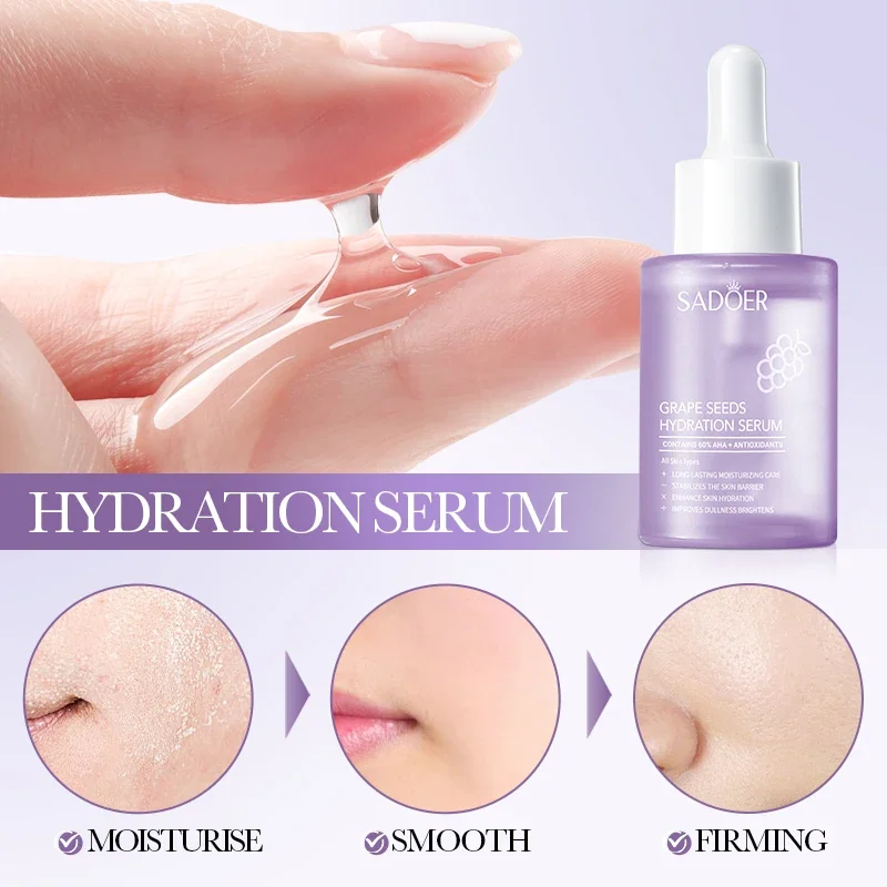 Organic Grape Seed Anti Oxidant Serum Moisturize Face Skin Repair Essence Treatment For Women Men