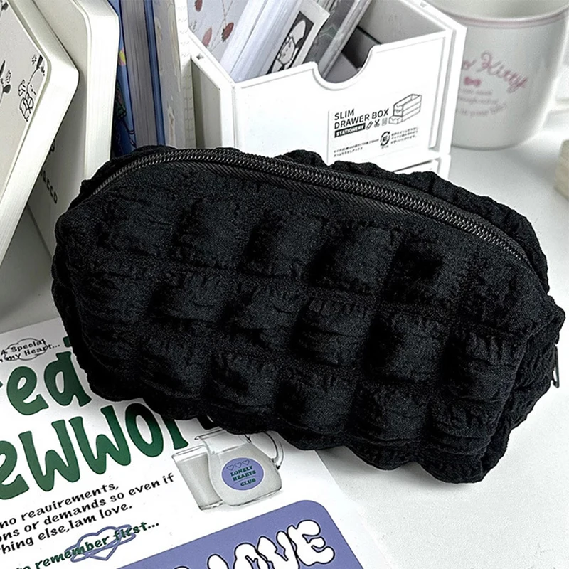 Kawaii Cosmetic Storage Bag for Women Girls Portable Toiletry Pouch Organizer for Makeup Brushes Lipstick Eyebrow Pencil Makeup