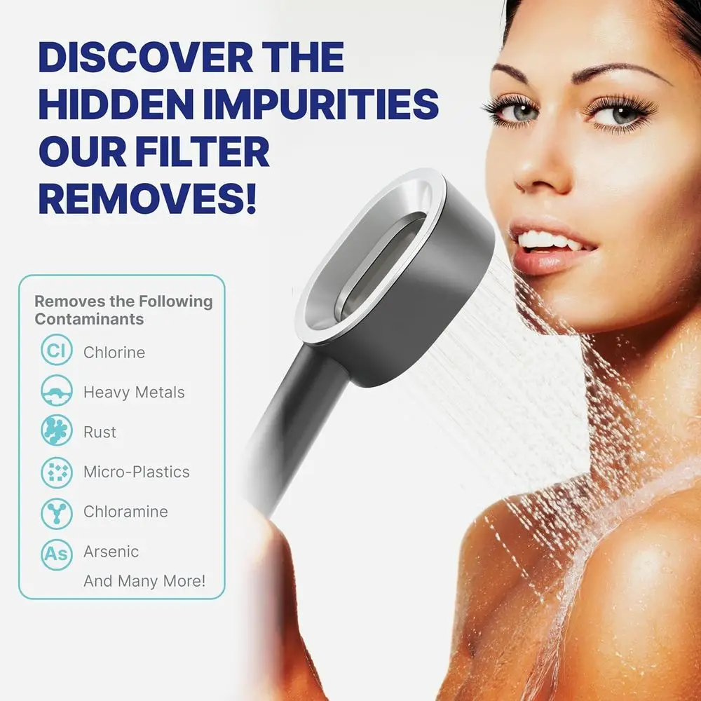 Taupe Handheld Shower Filter - High-Purity Water for Hair and Skin Care - Reduces Hair Loss, Dandruff, and Dryness