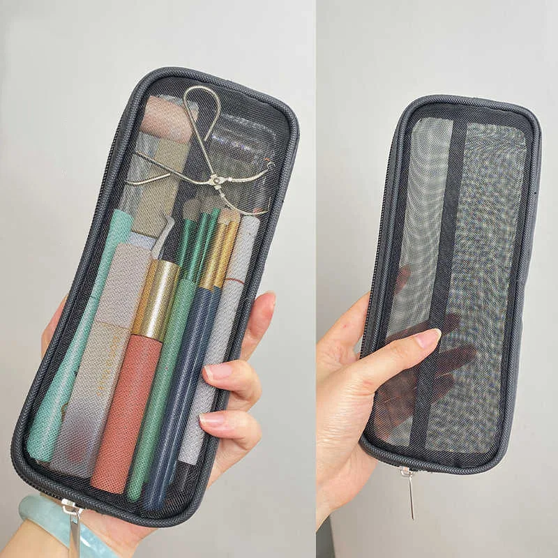 Makeup Brush Travel Case Cosmetic Toiletry Bag Organizer for Men Women Beauty Tools Mesh Kit Pouch Wash Storage Accessories