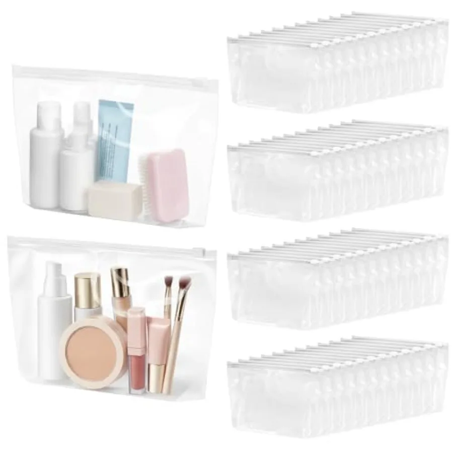 Pcs Small Toiletry Bags Bulk, Clear Cosmetic Makeup Bags with Zipper Travel Pouches for Women Waterproof Transparent PE Storage