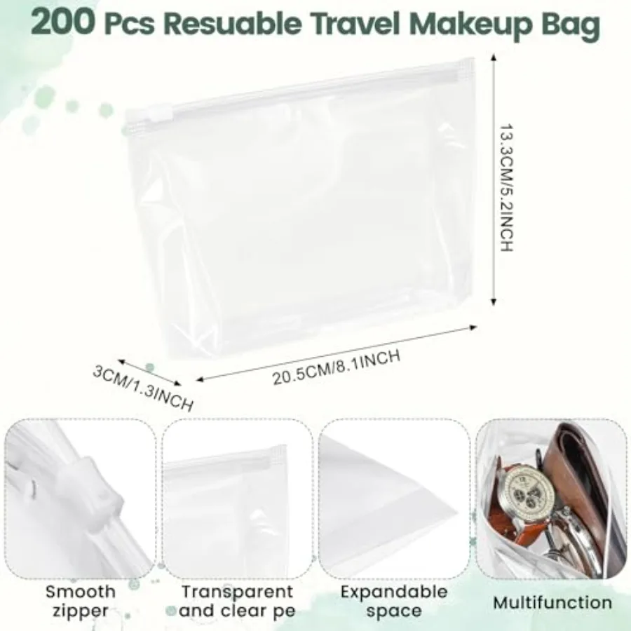 Pcs Small Toiletry Bags Bulk, Clear Cosmetic Makeup Bags with Zipper Travel Pouches for Women Waterproof Transparent PE Storage