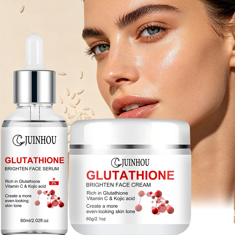 JUINHOU Glutathione Vitamin C Brighten Face cream and serum set Even Skin Tone Niacinamide Anti-Oxidation Radiant Glow Skin