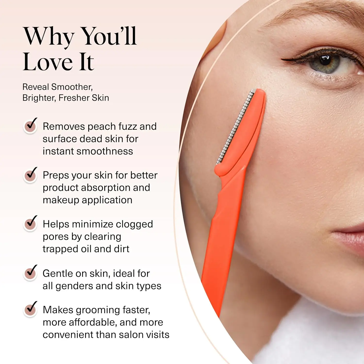 Dermaplane Razor for Women Face - Facial Hair Remover & Eyebrow Trimmer - Exfoliating Skin Care Tool for Smoother Complexion