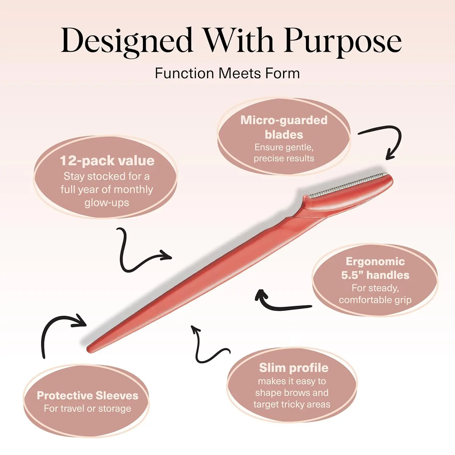Dermaplane Razor for Women Face - Facial Hair Remover & Eyebrow Trimmer - Exfoliating Skin Care Tool for Smoother Complexion