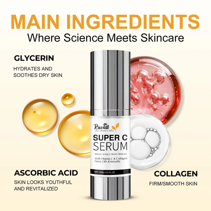 Vitamin C Face Cream Moisturizing Anti Wrinkle Remover Collagen Hyaluronic Acid Creams Skin Care Cosmetic for Women&Men