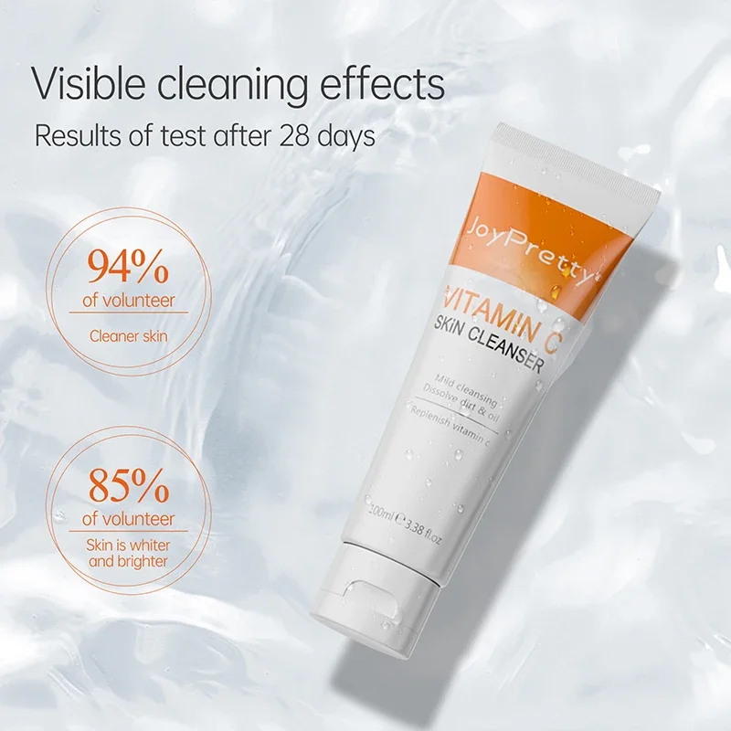 JoyPretty Vitamin C Facial Cleanser Oil Control Deep Cleaning Moisturizing Face Skin Care Cosmetics for Women Men