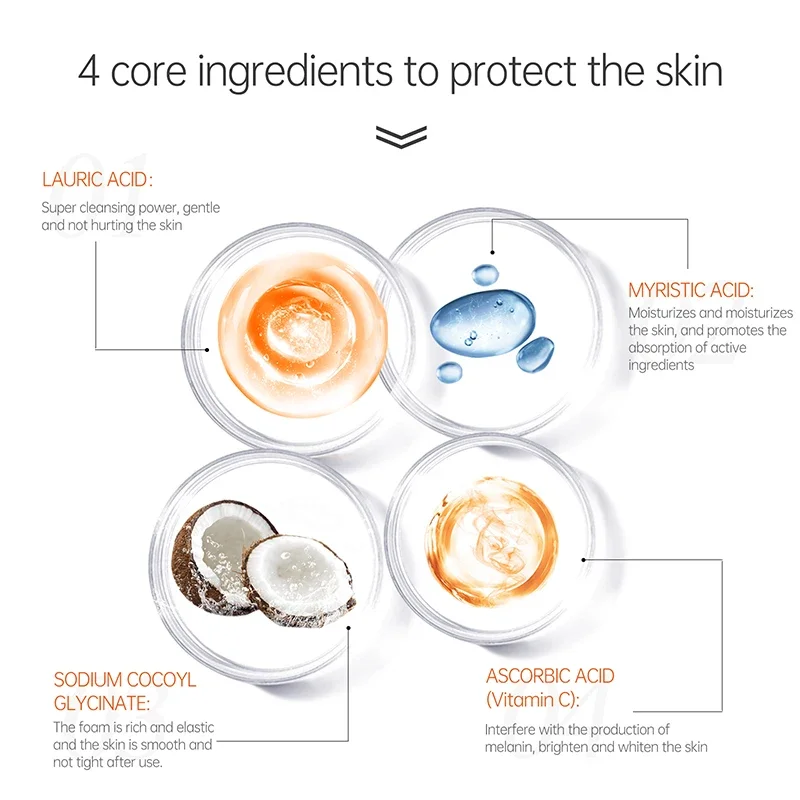 JoyPretty Vitamin C Facial Cleanser Oil Control Deep Cleaning Moisturizing Face Skin Care Cosmetics for Women Men
