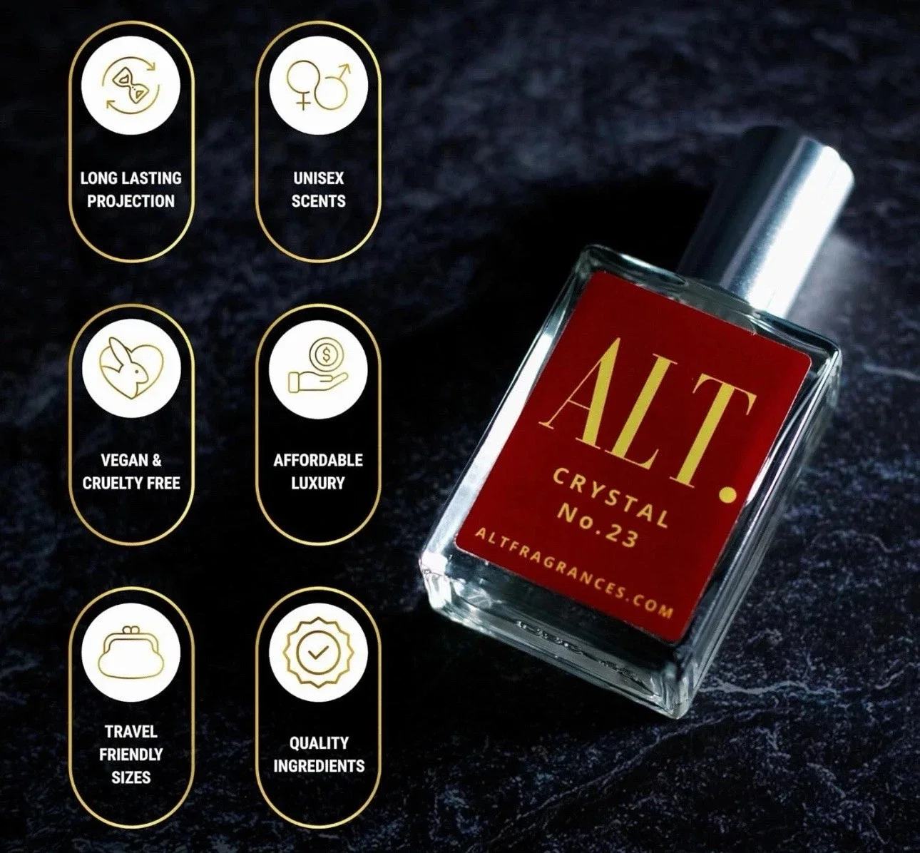 ALT Crystal No.23 Eau de Parfum for Men & Women, 60ml / 2 fl.oz Unisex Long Lasting Fragrance, Vegan Cruelty Free Travel Size Luxury Perfume